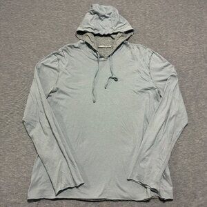 Vince Hoodie Shirt Men L Gray Steel Double Layered Pima Cotton Lined Peru